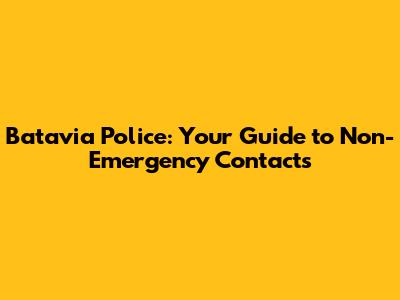 Batavia Police: Your Guide to Non-Emergency Contacts