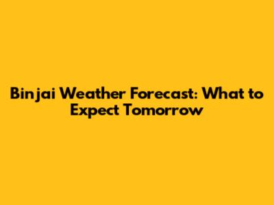 Binjai Weather Forecast: What to Expect Tomorrow
