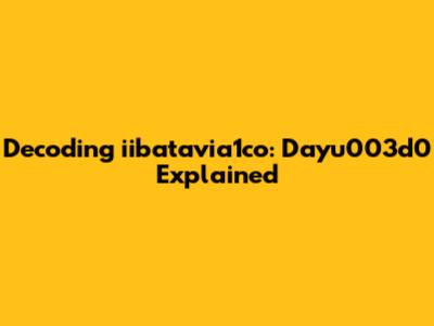Decoding iibatavia1co: Dayu003d0 Explained