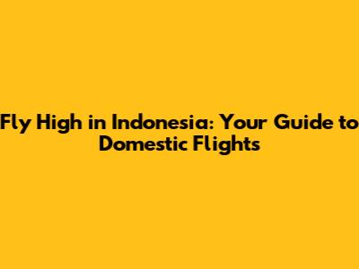 Fly High in Indonesia: Your Guide to Domestic Flights
