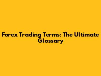Forex Trading Terms: The Ultimate Glossary