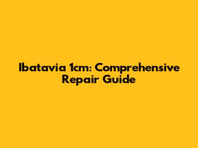 Ibatavia 1cm: Comprehensive Repair Guide