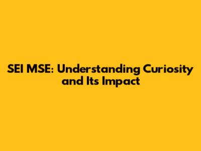 SEI MSE: Understanding Curiosity and Its Impact
