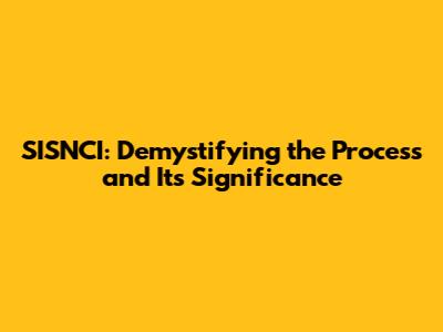 SISNCI: Demystifying the Process and Its Significance