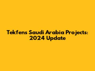 Tekfen's Saudi Arabia Projects: 2024 Update