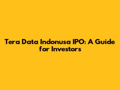 Tera Data Indonusa IPO: A Guide for Investors