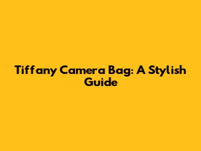 Tiffany Camera Bag: A Stylish Guide