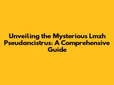 Unveiling the Mysterious Lmzh Pseudancistrus: A Comprehensive Guide
