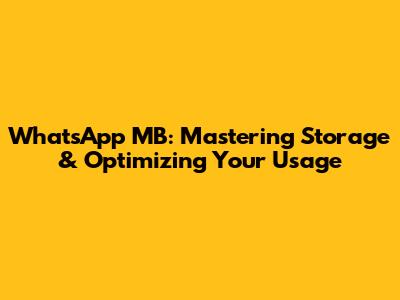 WhatsApp MB: Mastering Storage & Optimizing Your Usage